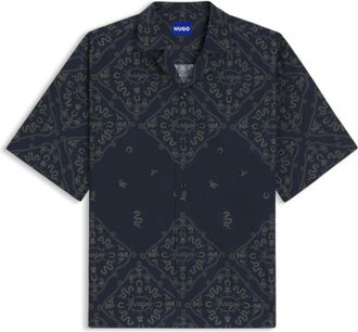 HUGO BOSS Relaxed-fit shirt in printed cotton poplin