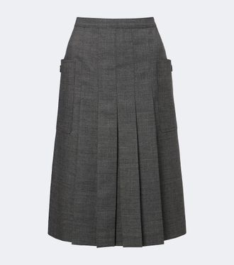 Prada Falda midi de lana virgen plisada