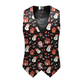 Generic Christmas Waistcoat Mens Mens Chrismas Suit Vest Funny Christmas Waistcoats Uk Fun Waistcoat Vest V Neck Party Dress Party Vintage Xmas Waistcoats Coa
