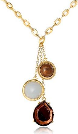 Jessica Simpson Resin Stone Dangle Pendant Necklace for Women, 18+3 Gold-Tone Statement Necklace in Gold Tone at Nordstrom