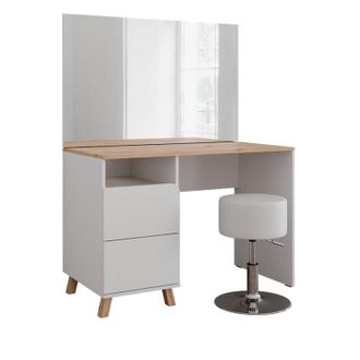 Vicco Tocador Karen, Blanco/artesano, 110 Cm Con Taburete, Vicco