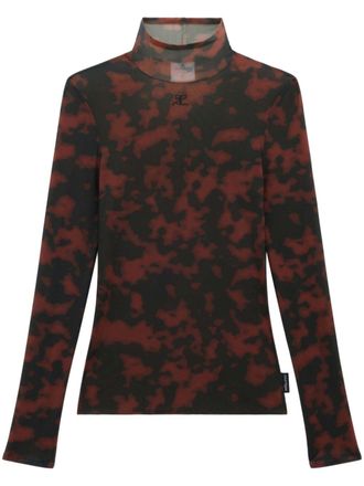 Courrèges tortoiseshell-effect mock neck top - Black