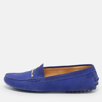 Tod's Tods Blue Suede Slip On Loafers