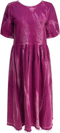 Ganni Womens Denim Midi Dress With Open Back - Fuschia Cotton - Size EU 34 (Womens)