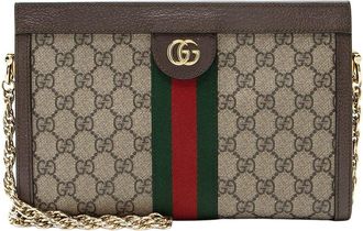 Gucci Beige Gg Supreme Canvas Ophidia Medium Chain Shoulder Bag (Authentic Pre-Loved)