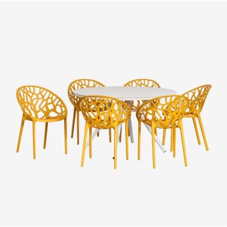 Sklum Sklum - Set tavolo rotondo in alluminio Valerie (&Oslash;125 cm) e 6 sedie da giardino Ores