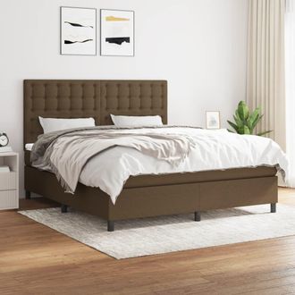 vidaXL Vidaxl - Cama Box Spring Con Colch&oacute;n Tela Marr&oacute;n Oscuro 160x200 Cm