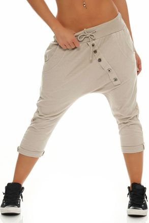 Malito more than fashion mailto Short Boyfriend Pants with Button Tape 8015 Women One Size (Beige)