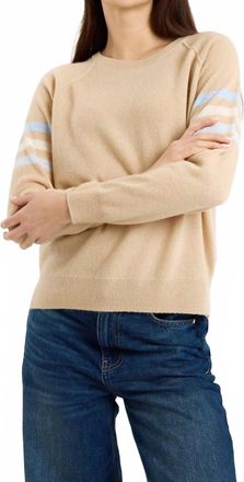 Brodie Annie Stripe Crew Sweater In Soft Camel/multi