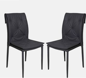 Dmora Dmora Juego De 2 Sillas Modernas En Cuero Ecol&oacute;gico, Para Comedor, Cocina O Sala De Estar, Cm 44x44h91, Asiento H Cm 53, Color Gris