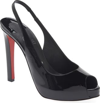 Christian Louboutin Lady Fanny Slingback Pump in B439 Black/lin Black at Nordstrom, Size 37.5