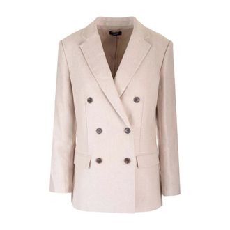 Theory Blazers, female, Beige, 2XS, Double-breasted Blazer