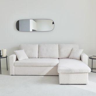 Sweeek Sweeek - Divano Letto Angolare E Reversibile, 3 Posti In Tessuto Boucl&eacute;