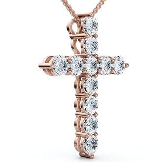 Pompeii3 1.25Ct Diamond Cross 14k Gold 18 Necklace 1 Tall Lab Grown