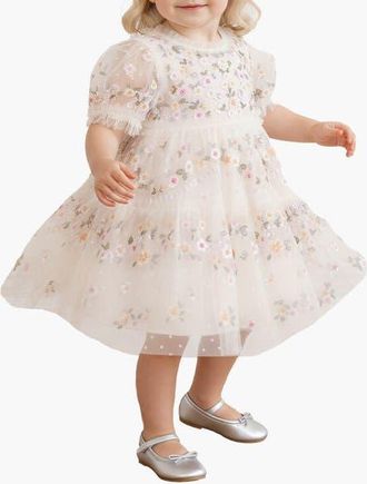 Needle & Thread Garland Ribbon Baby DressBaby in Cream/multi at Nordstrom, Size 12-18M