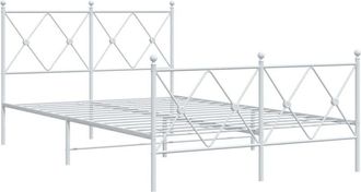 vidaXL Metal Bed Frame without Mattress with Footboard White 120x190cm Vidaxl