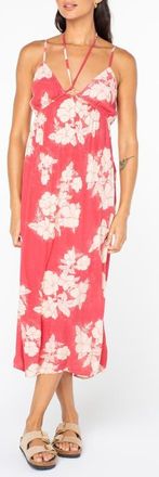 Roxy Sunshine Crush Floral Halter Strap Minidress in Holly Berry at Nordstrom, Size Xx-Large