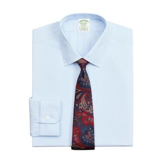 Brooks Brothers Milano Slim-fit Non-iron Sport Overhemd - Heren - Zakelijke Overhemden - Blauw - XS - Katoen - Overhemden