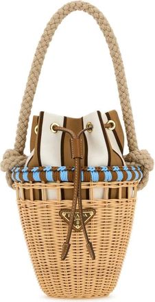 Prada Wicker Mini Bucket Bag