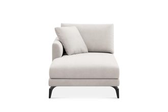 Castlery Lena Left Chaise Sofa Customized, Cream Performance Fleece, Matte Black Legs, Spill Resistant, Removable Covers for Sofas