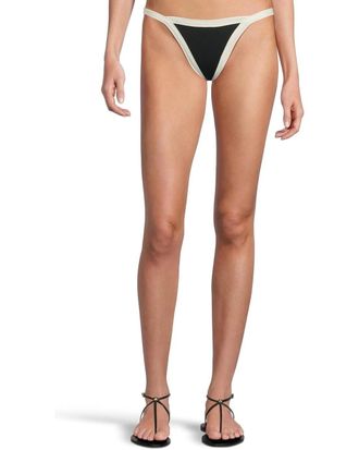 L*Space L*Space Mackenzie Bikini Bottom Womens Black Cream Stretch Swimwear GBO2549
