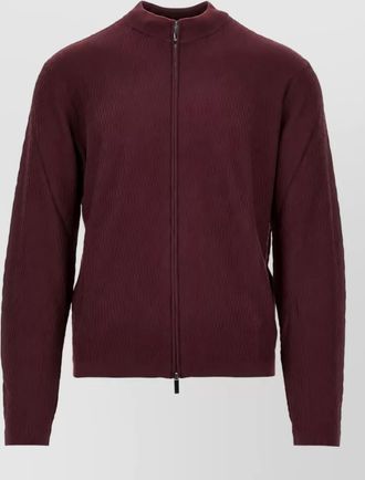 Emporio Armani textured virgin wool high neck zip jacket