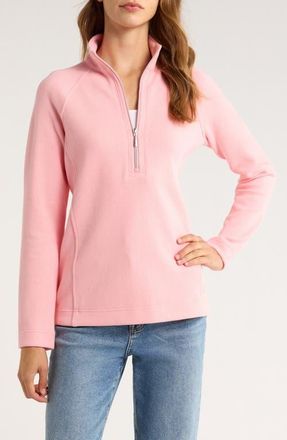 Tommy Bahama New Aruba Stretch Cotton Half Zip Pullover in Quartz Pink at Nordstrom, Size X-Small