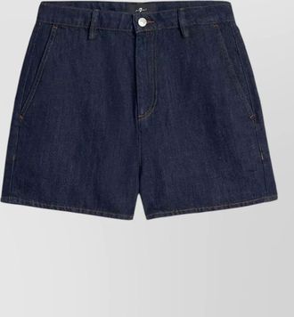 7 For All Mankind high waist linen blend denim shorts