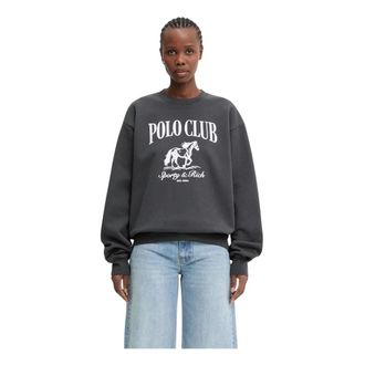 Sporty & Rich Stallion Oversized Sweatshirt - Dames - Sweatshirts - Grijs - M - Katoen - Hoodies & sweatvesten