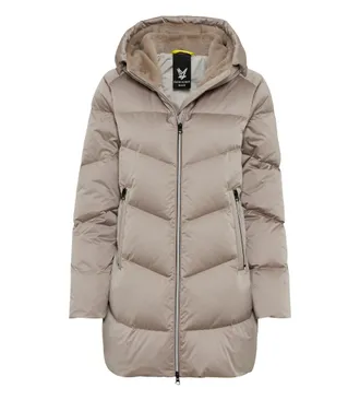 Fuchs Schmitt Steppmantel FUCHS SCHMITT Steppkurzmantel, Damen, Gr. 36, beige, Web, Obermaterial: 100% Polyester, clean, unifarben, regular fit lang, Rundhals, eing