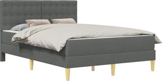 vidaXL Estructura De Cama Con Colch&oacute;n Gris Oscuro 140 X 190 Cm Tela Vidaxl