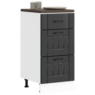 Berkfield Home Kitchen Base Cabinet Lucca Black Engineered Wood