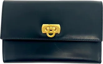 Ferragamo Navy Leather Wallet (Tri-Fold) (Pre-Owned)