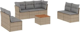 vidaXL Vidaxl - Juego De Sof&aacute;s De Jard&iacute;n Con Cojines Beige 8 Pzas Rat&aacute;n Pe