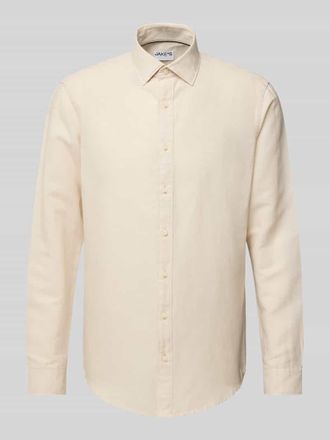 Jake*s Slim Fit Freizeithemd aus Leinen-Baumwoll-Mix in Sand, Gr&ouml;&szlig;e XL