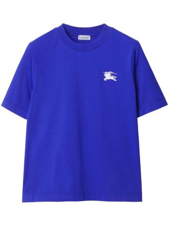 Burberry logo-embroided cotton T-shirt - women - Organic Cotton - S - Blue