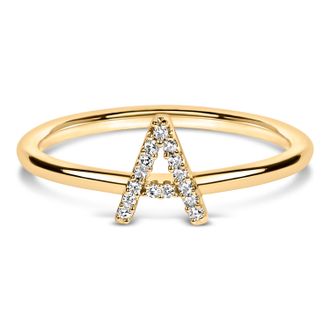 House of Brilliance 10K Gold Diamond Accent Initial A-Z Ring