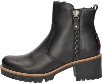 Panama Jack Pauline Trav Enkellaarsjes - Dames - Laarzen met Hak - Zwart - 38 EU - Schoenen