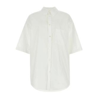Balenciaga Short Sleeve Shirts, male, White, Size: M S/S Large Fit Shirt