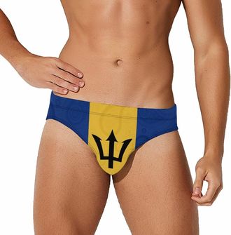 Generic Barbados Flag Paisley Swimming Trunks Men Briefs Low Waist Board Shorts Beach Pants Underwear
