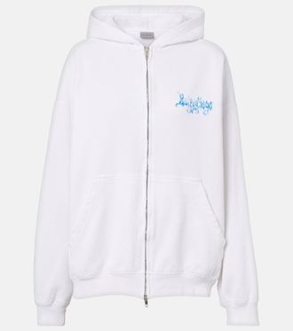 Balenciaga Logo cotton jersey zip-up hoodie