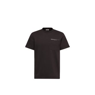 Moncler Moncler Leather-trimmed Cotton T-shirt, Men, Black, Size: 3xl