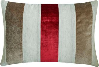 OEM Funda De Almohada Lumbar Homecentric Roja De 30 X 50 Cm, De Lino Y Terciopelo, Con Dise&ntilde;o De Patchwork A Rayas - Color Ar&aacute;ndano (paquete De 2)