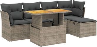 vidaXL Vidaxl - Set De Muebles De Jard&iacute;n 6 Pzas Y Cojines Rat&aacute;n Sint&eacute;tico Gris