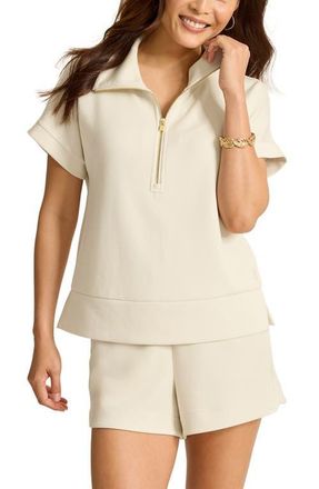 Tommy Bahama Palm Voyage Fleece Half Zip Pullover in Bleached Sand at Nordstrom, Size X-Small