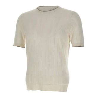 Gran Sasso Round-neck Knitwear, male, White, Size: M Silk Knit Sweater