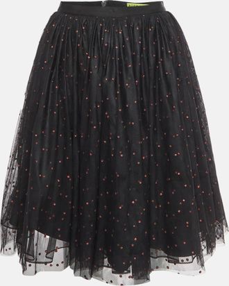 Alice & Olivia Alice + Olivia Black Tulle Polka Dotted Skirt