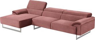 Egoitaliano Ecksofa »Malika, edel und bequem, Designsofa mit hochwertigen Bezügen, L-Form« mit Recamiere, inkl. Kopfteilverstellung und chromfarbenen Metallfüssen