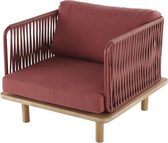 Maisons du monde Sill&oacute;n de jard&iacute;n de cuerda terracota y acacia maciza