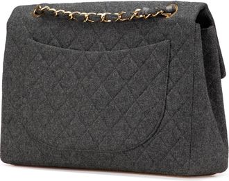 Chanel Hobo Bags - 1991-1994 Maxi XL Classic Wool Single Flap - Gr. unisize - in Grau - für Damen